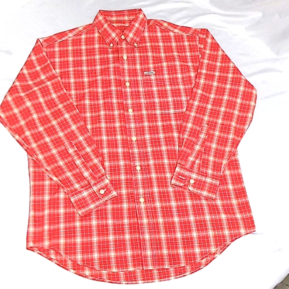 Chaps Ralph Lauren..Mens XL Button down..Red&Tan